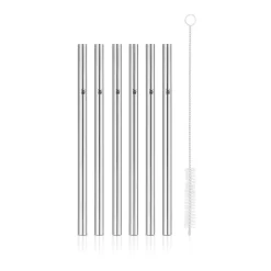 Baric Trinkhalm-Set Cromargan®, 18 cm, 6-teilig plus mit Reinigungsbürste