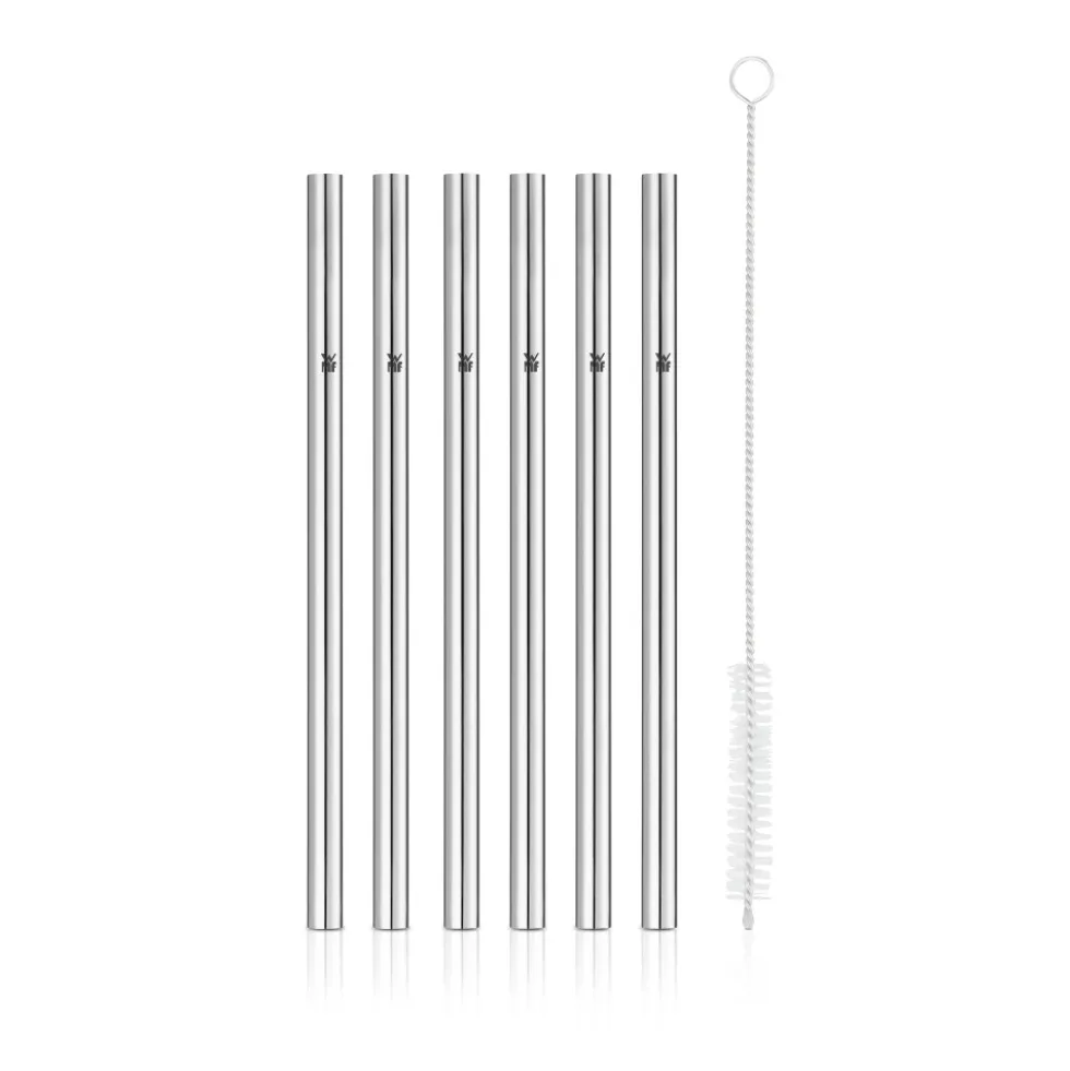 Baric Trinkhalm-Set Cromargan®, 18 cm, 6-teilig plus mit Reinigungsbürste