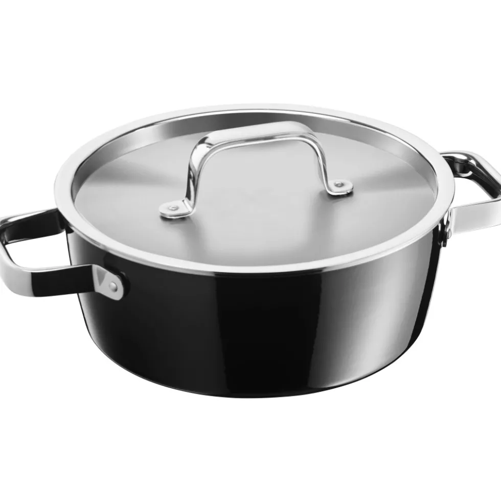 Fusiontec Aromatic Bratentopf mit Deckel, 22 cm, Black