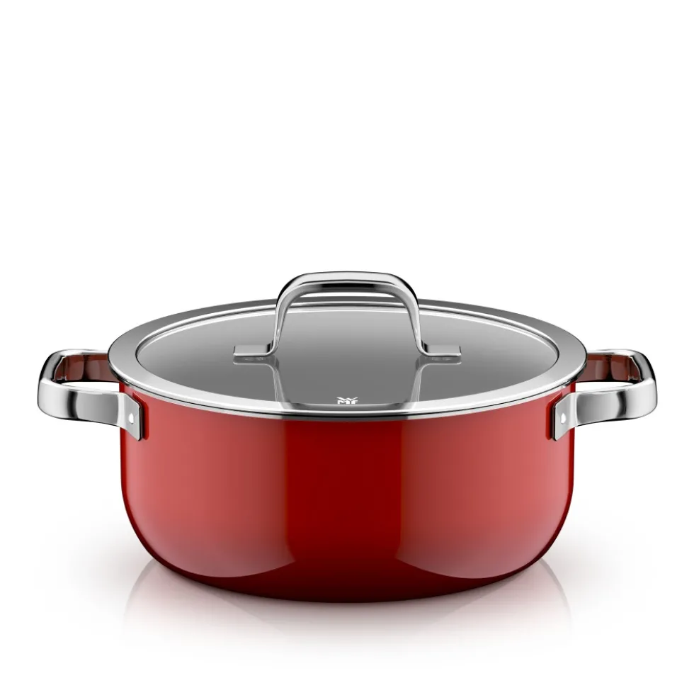 Fusiontec Mineral Pro, Bratentopf mit Deckel, 24 cm, Passion Red