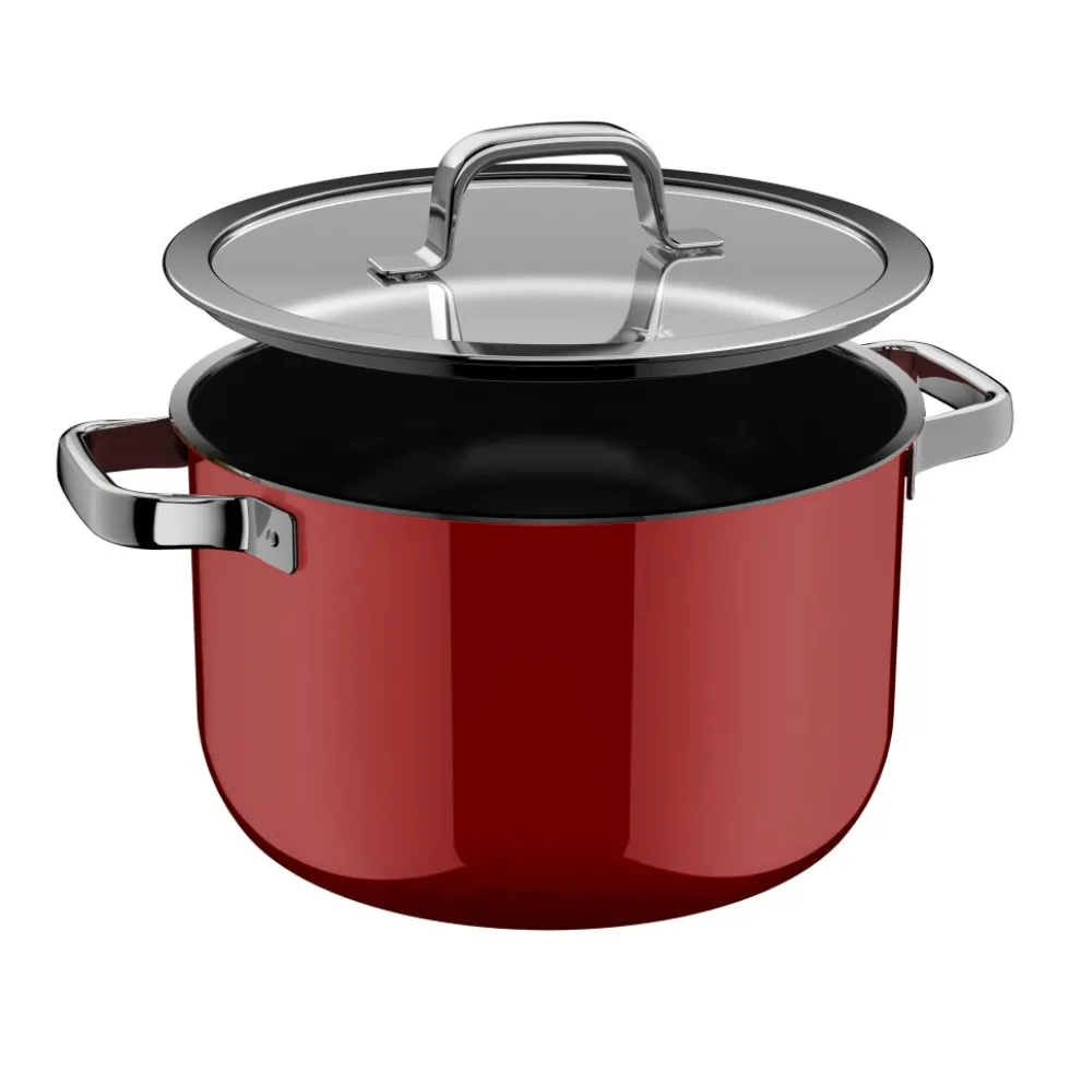 Fusiontec Mineral Pro, Kochtopf mit Deckel, 24 cm, Passion Red