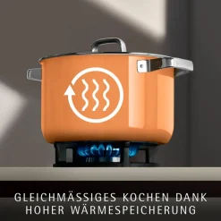 Fusiontec Mineral Pro, Schmortopf mit Deckel, 28 cm, Papaya Orange