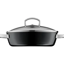 Fusiontec Mineral Schmorpfanne mit Glasdeckel, 24 cm, Black