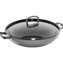 Fusiontec Mineral Wok mit Glasdeckel, 36 cm, Platinum