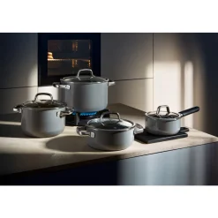 Fusiontec Mineral Wok mit Glasdeckel, 36 cm, Platinum