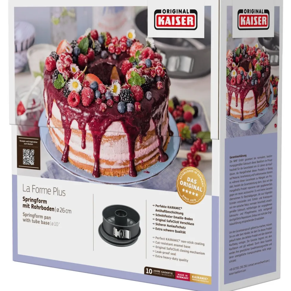 KAISER La Forme Plus Springform mit Rohrboden und SafeClick, 26 cm