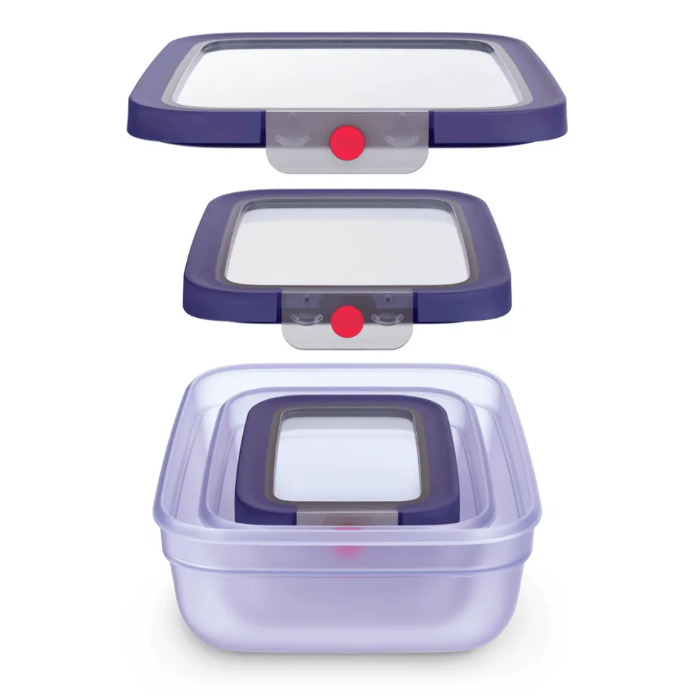 oneClick Frischhaltedosen 3-teiliges Space Saving Set (0,5 / 1,2 / 2,3 L) N12304