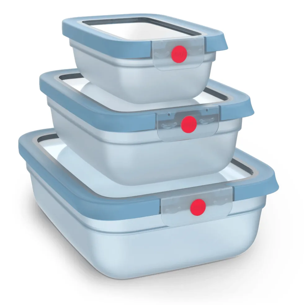 oneClick Frischhaltedosen 3-teiliges Space Saving Set (0,5 / 1,2 / 2,3 L) N12302