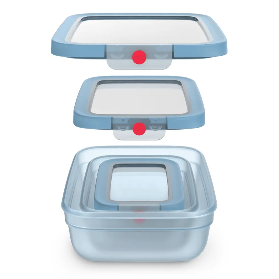 oneClick Frischhaltedosen 3-teiliges Space Saving Set (0,5 / 1,2 / 2,3 L) N12302