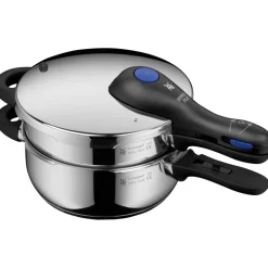 Perfect Plus One Pot Schnellkochtopf-Set, 22 cm, 3 & 4,5 L, stapelbar, mit Dämpfeinsatz