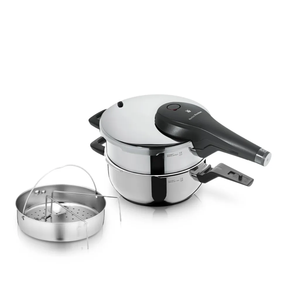 Perfect Premium One Pot Schnellkochtopf-Set mit Dampfgareinsatz, 22 cm, 4,5 und 3,0 Liter, stapelbar