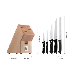 Set: Classic Line Messer-Set, 6-teilig mit Schneidebrett Akazie, 40 x 32 cm