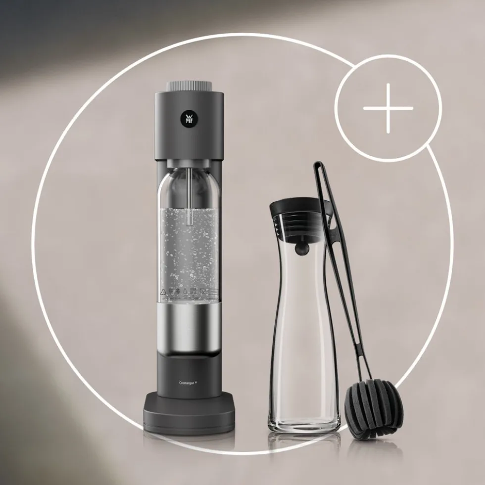 Set: Element One Wassersprudler, Lava, mit Wasserkaraffe und Reinigungsbürste