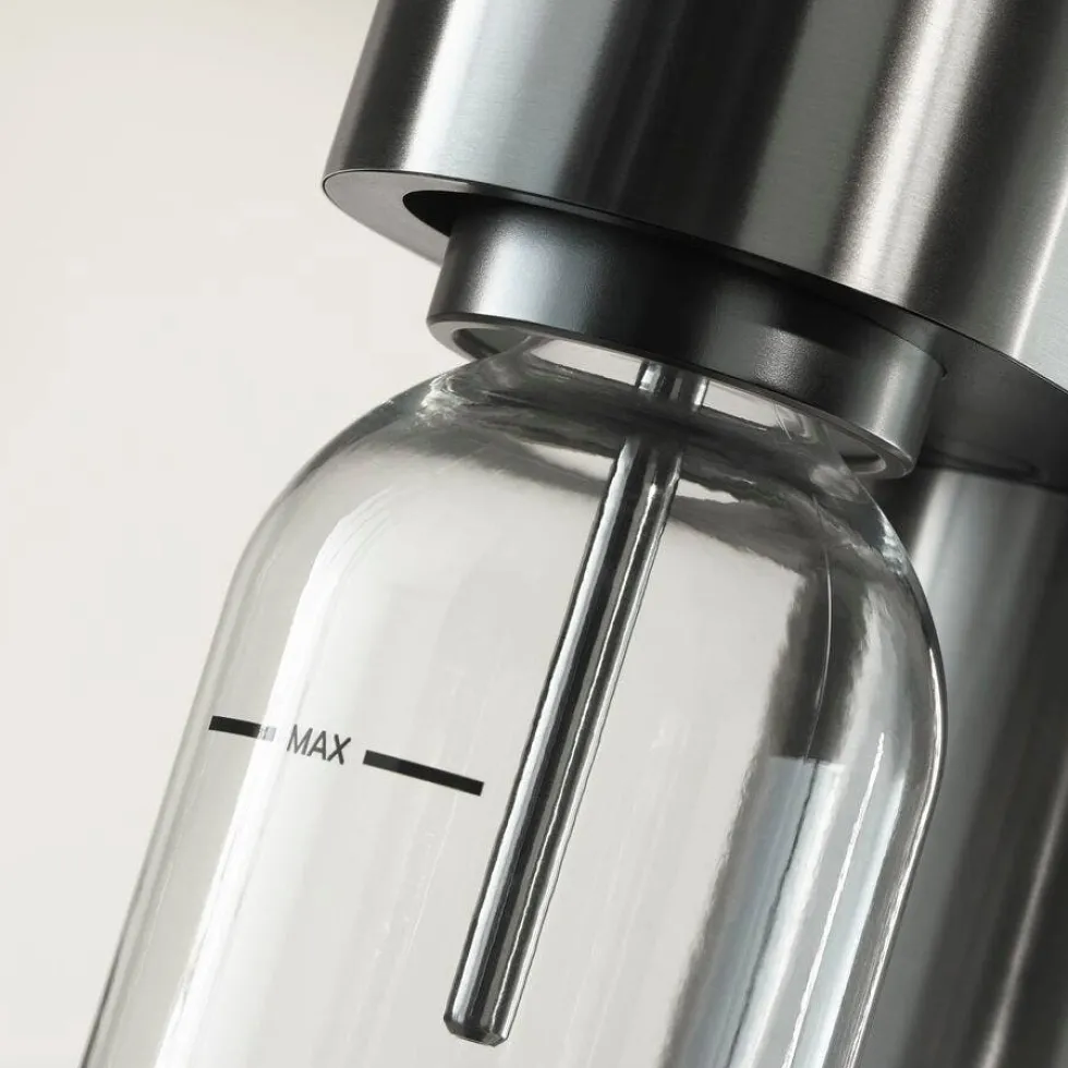 Set: Element One Wassersprudler, Edelstahl mit Wasserkaraffe und Reinigungsbürste