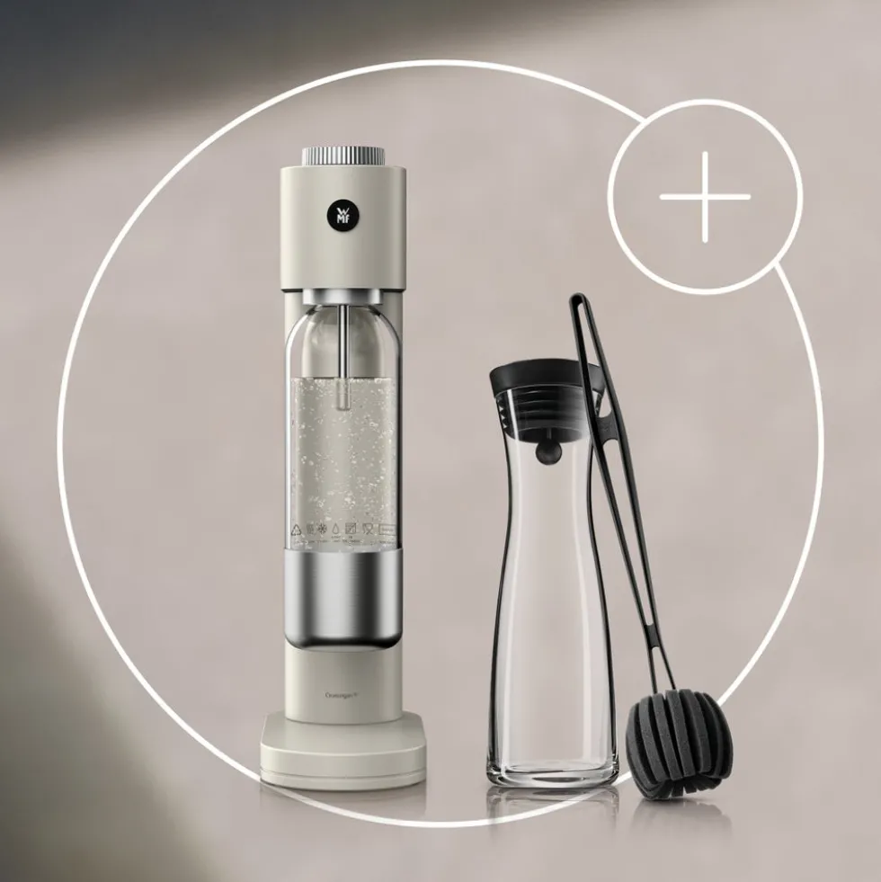 Set: Element One Wassersprudler, Moondust, mit Wasserkaraffe und Reinigungsbürste