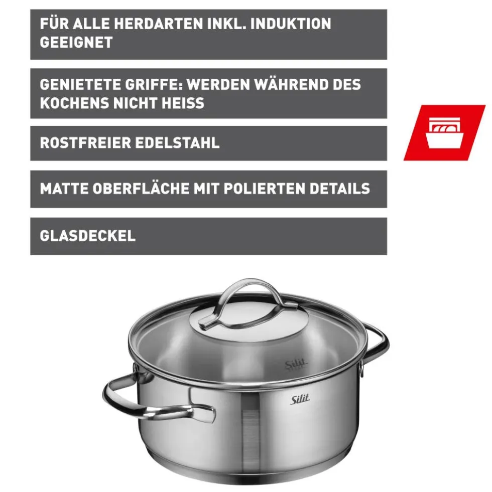 Silit Achat Bratentopf mit Deckel, 20 cm
