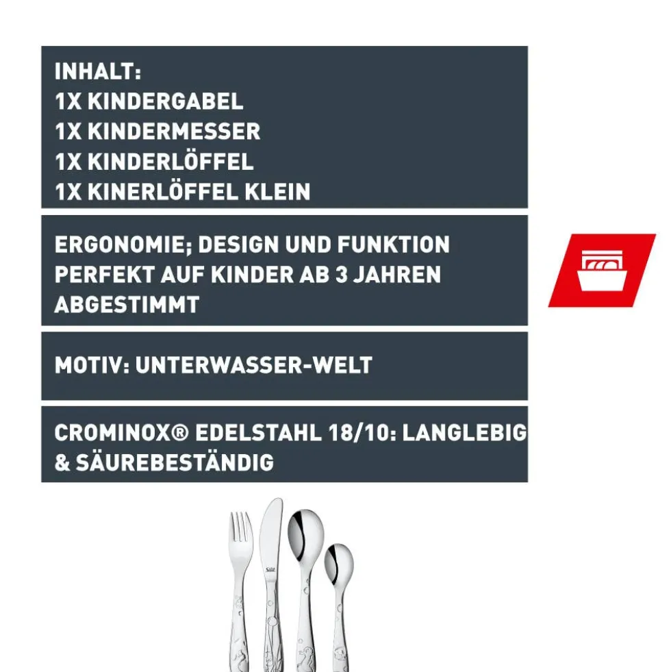 Silit Aquarama Kinderbesteck-Set, 4-teilig