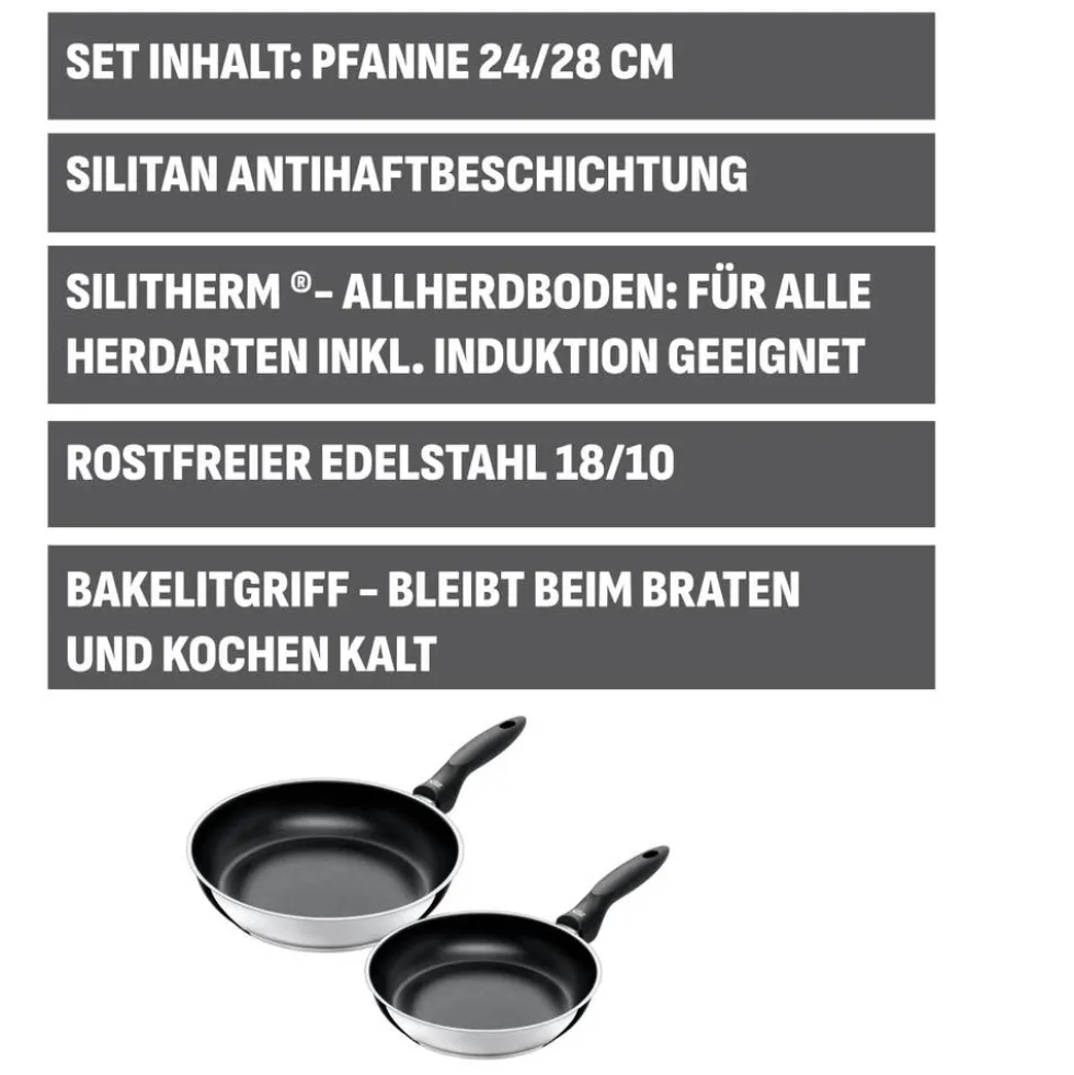 Silit Domus Bratpfannen-Set, 2-teilig, 24 cm + 28 cm