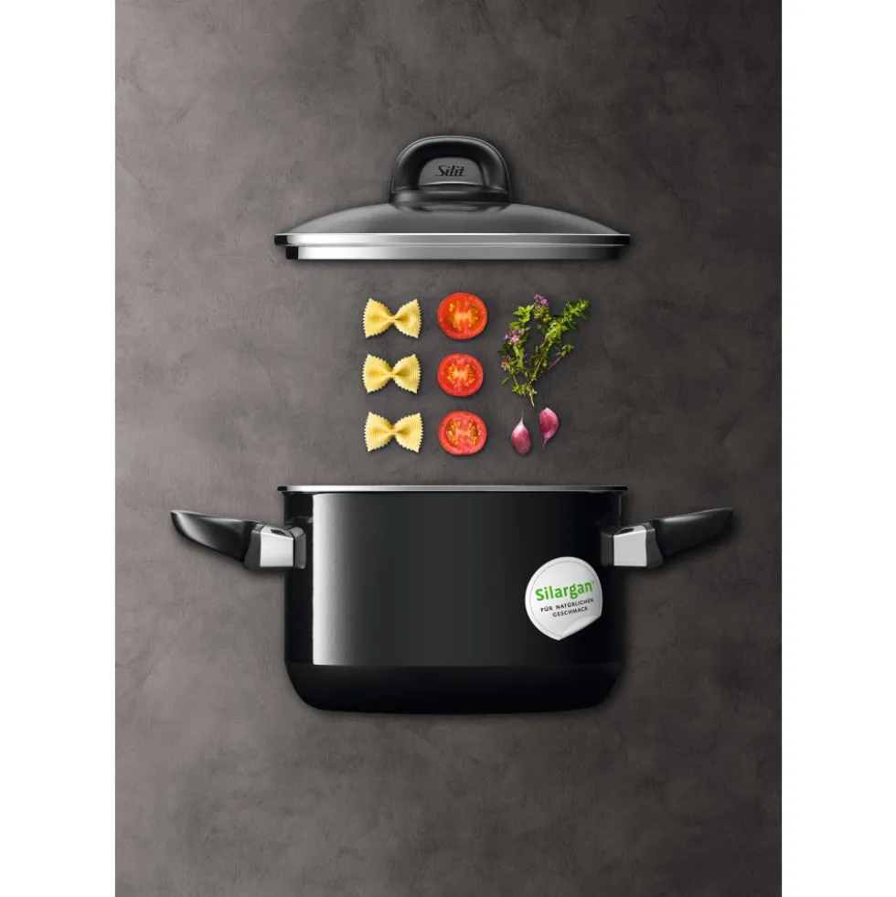 Silit Silargan® Modesto Kochtopf mit Deckel, 20 cm, Black