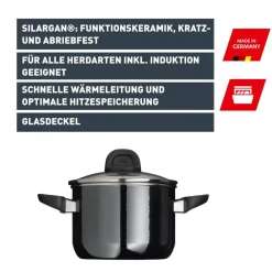Silit Silargan® Modesto Kochtopf mit Deckel, 16 cm, Black
