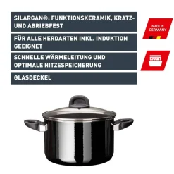 Silit Silargan® Modesto Kochtopf mit Deckel, 24 cm, Black
