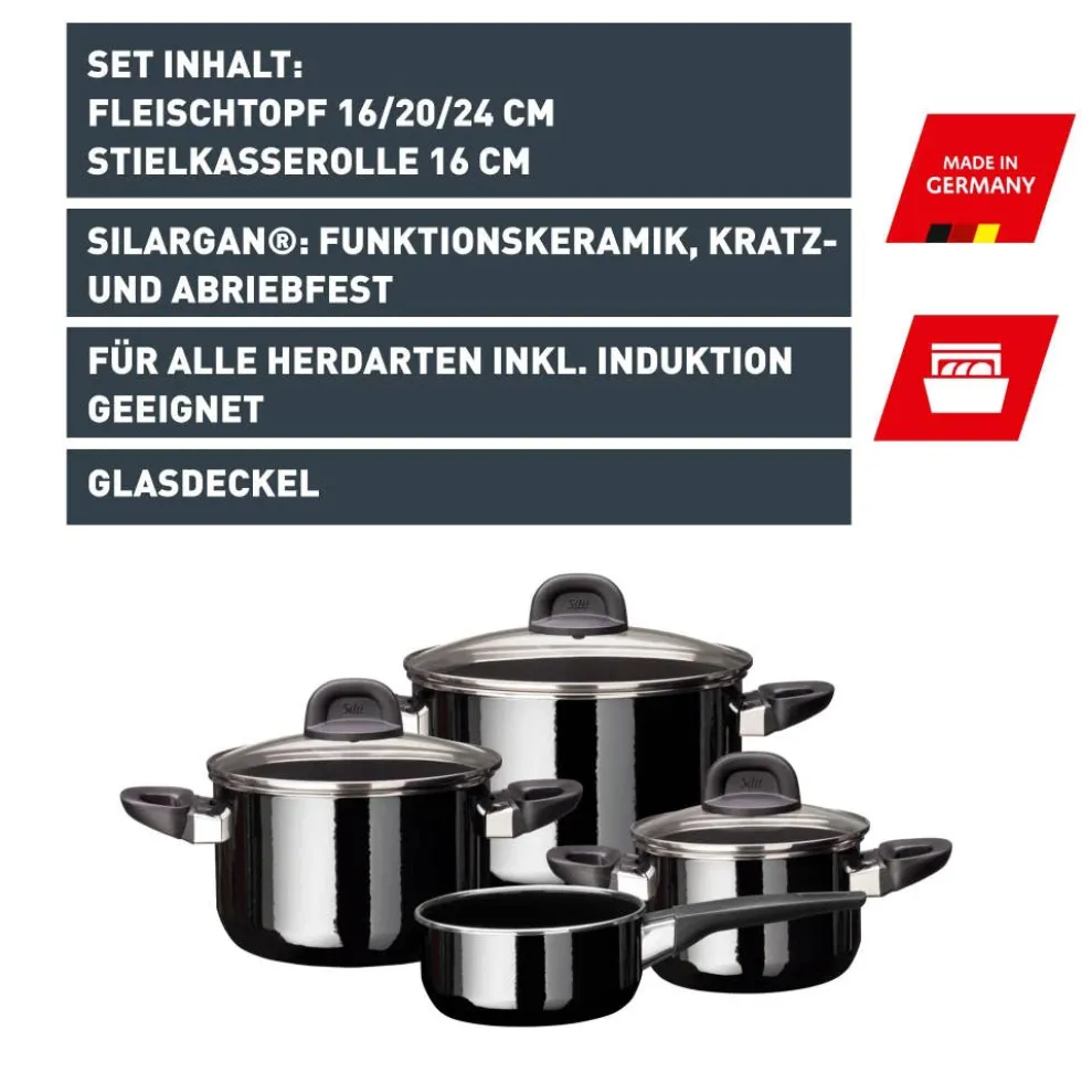 Silit Silargan® Modesto Topf-Set 4-teilig, Black