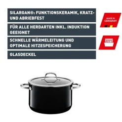 Silit Silargan® Passion Bratentopf mit Deckel, 20 cm, Black