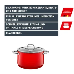 Silit Silargan® Passion Bratentopf mit Deckel, 20 cm, Red