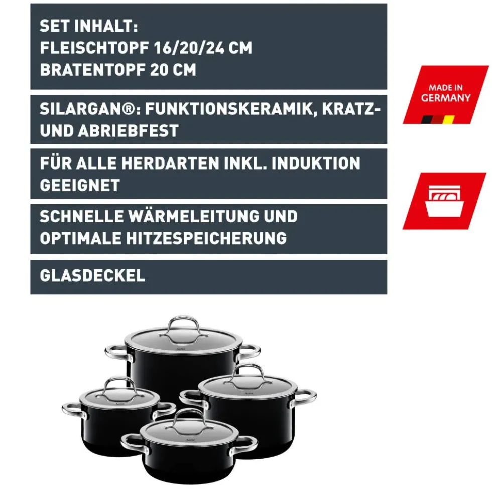 Silit Silargan® Passion Topf-Set, 4-teilig, Black