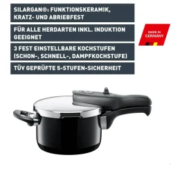 Silit Silargan® Sicomatic t-Plus Schnellkochtopf 2,5 l, Black