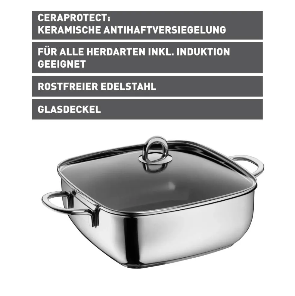 Silit Studio Schmorkasserolle mit Glasdeckel, 29 x 29 cm